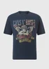 Navy Guns & Roses Printed T-Shirt - Medium Image 4
