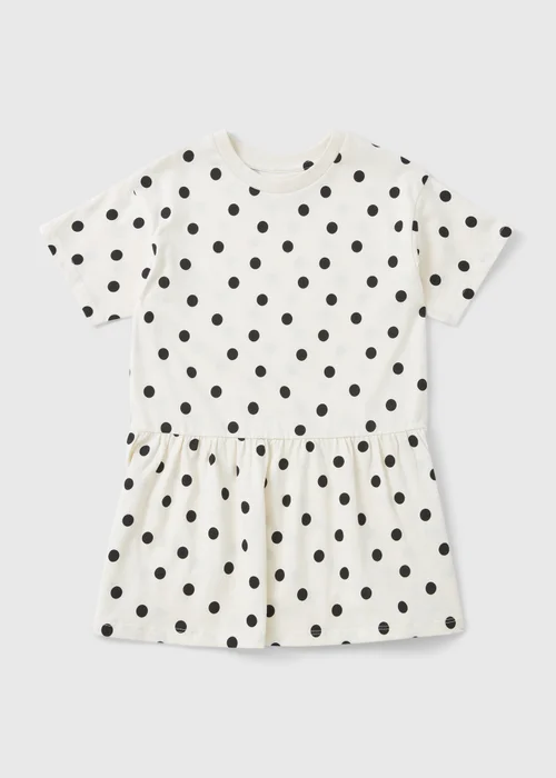 Girls Cream Polka Dot Dress (1-7yrs) - 1-1.5 Yrs Image 1