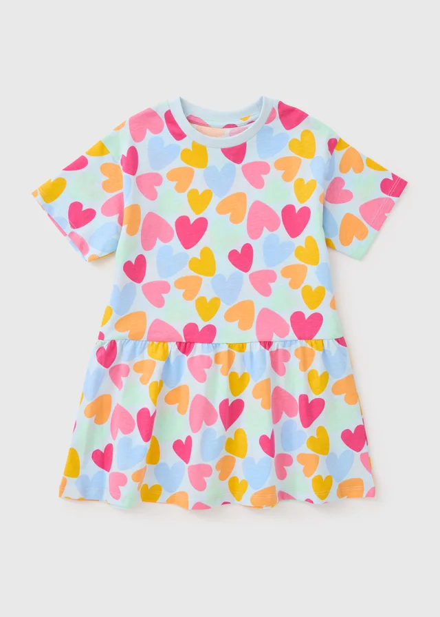 Girls Blue Heart Dress (1-7yrs)