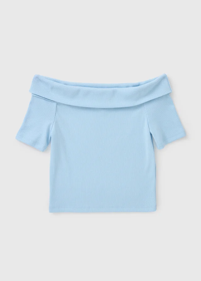 Girls Blue Bardot Top (7-15yrs)