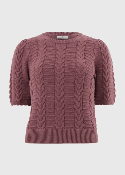 Raspberry Pretty Cable Short Sleeve Jumper - Extra small Image 4