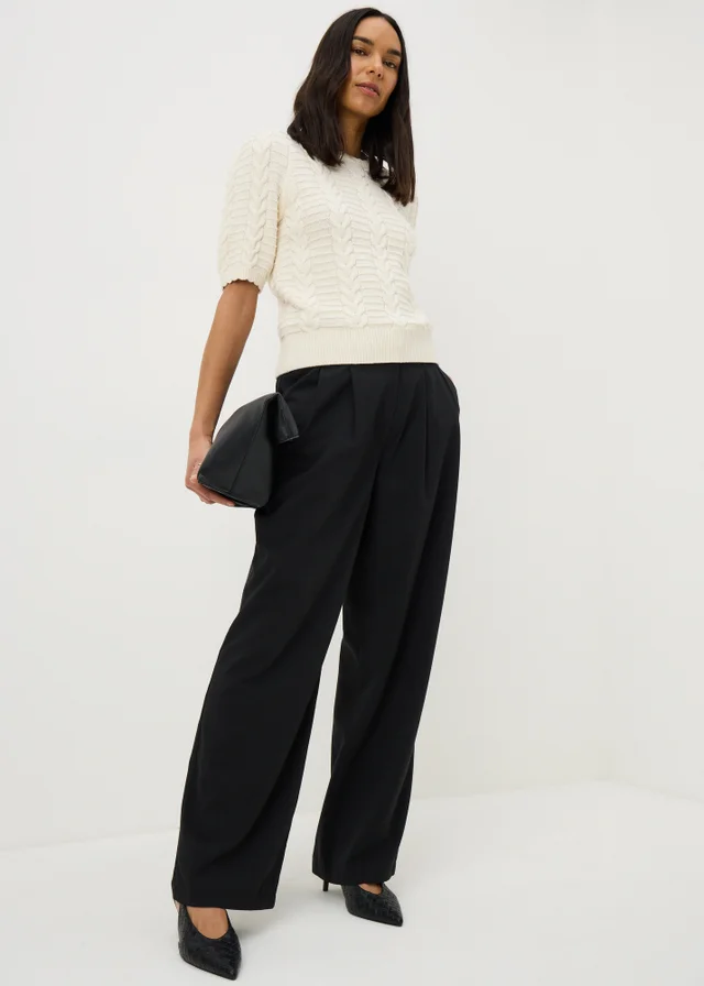 Cream Short Sleeve Baby Cable Jumper