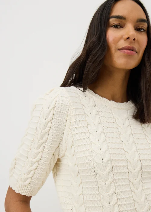 Cream Pretty Cable Short Sleeve Jumper - Extra small Image 3