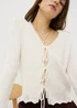 Cream Textured Tie Front Cardigan - Extra small Image 2