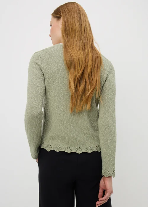 Sage Green Textured Tie Front Cardigan - Extra small Image 3