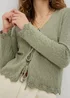 Sage Green Textured Tie Front Cardigan - Extra small Image 2