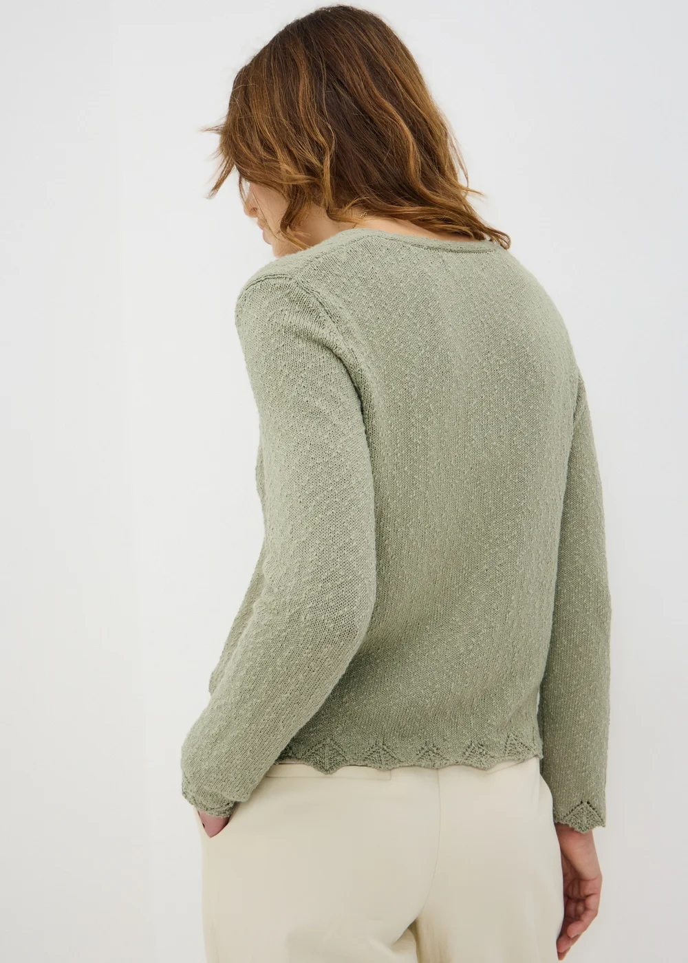 Sage Green Textured Tie Front Cardigan - Extra small Image 3