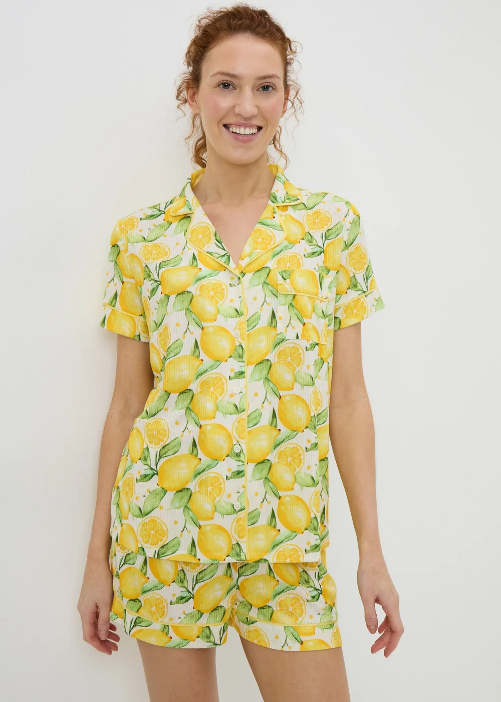 Lemon Button Up Short Pyjama Set - Extra small Image 1