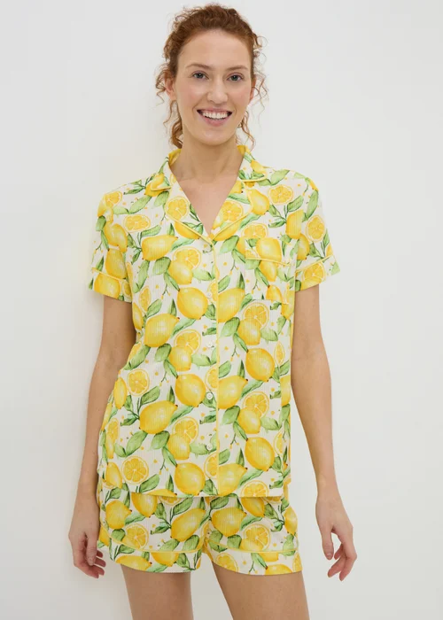 Lemon Button Up Short Pyjama Set - Extra small Image 1