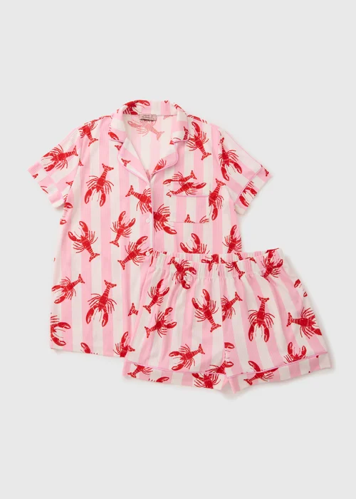Pink Lobster Button Up Short Pyjama Set - Extra small Image 3