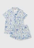 Blue Postcard Button Up Short Pyjama Set - Extra small Image 3