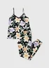 Black Floral Cami Cuffed Pyjama Set - Extra small Image 2
