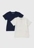 2 Pack Boys Navy & Cream Henley T-Shirts (1-7yrs) - 1 to 1 half years Image 1