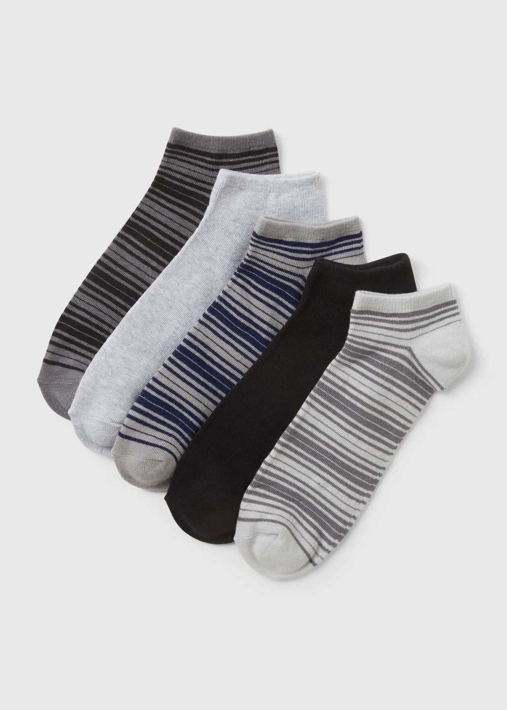 5 Pack Grey Stripe Trainer Socks - Sizes 6 - 8.5 Image 1