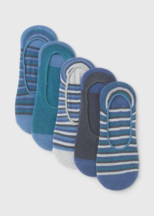 5 Pack Blue Invisible Trainer Liner Socks - Sizes 6 - 8.5 Image 1