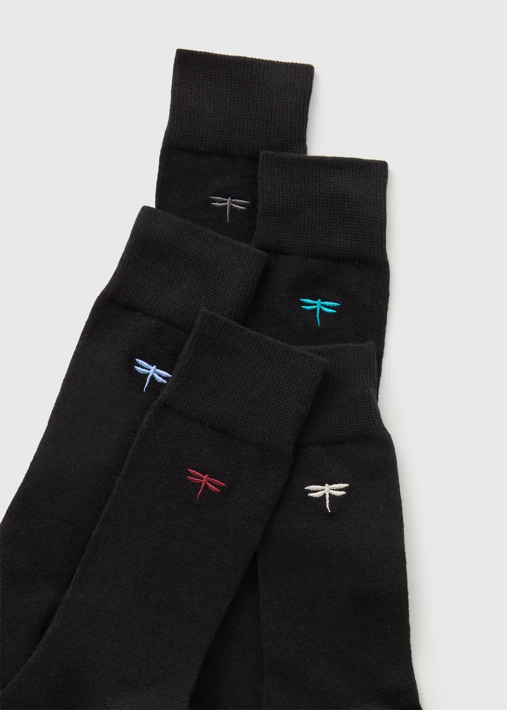 5 Pack Black Dragonfly Ankle Socks - 6-8.5 Image 2