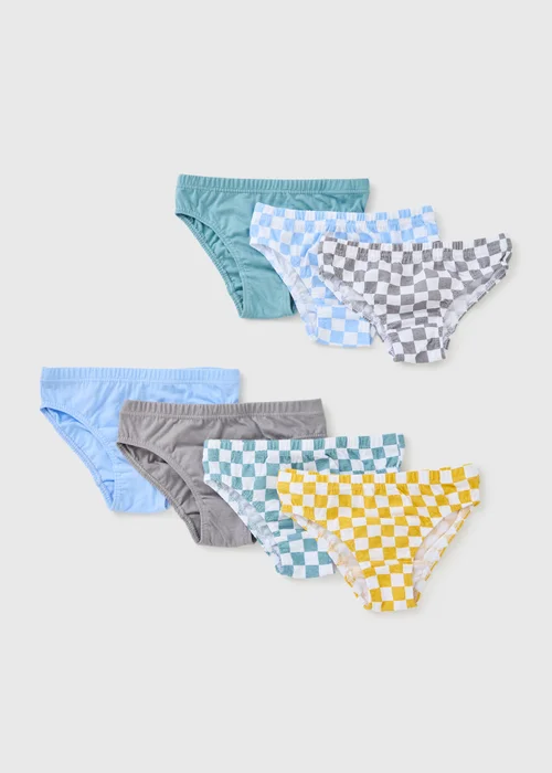 7 Pack Boys Multicoloured Checked Briefs (1-11 Years) - 1.5 - 2 Years Image 1