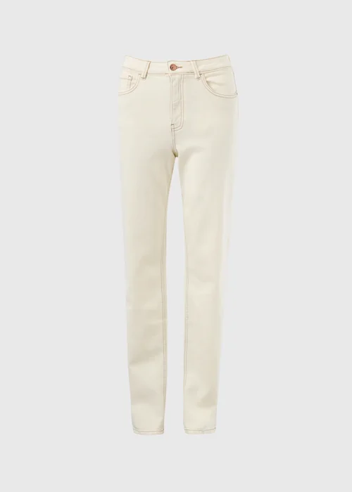 Ecru Stretch Mid Rise Straight Leg Jeans - 8/L29 Image 3