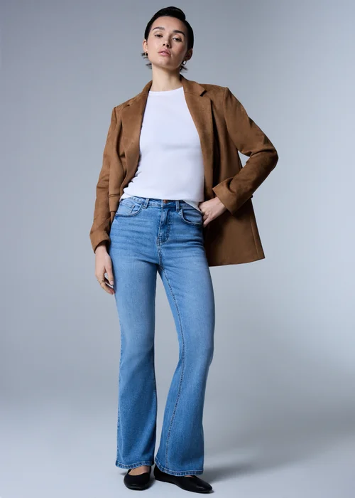 Blue Mid Wash Bootcut Jeans - Size 08 29 leg Image 2