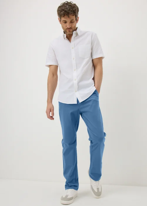 Lincoln Blue Belted Chino Trousers - 40 Waist Regular Image 1