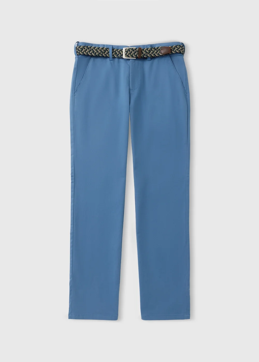 Blue Belted Chino Trousers - 32 Waist Regular Image 1