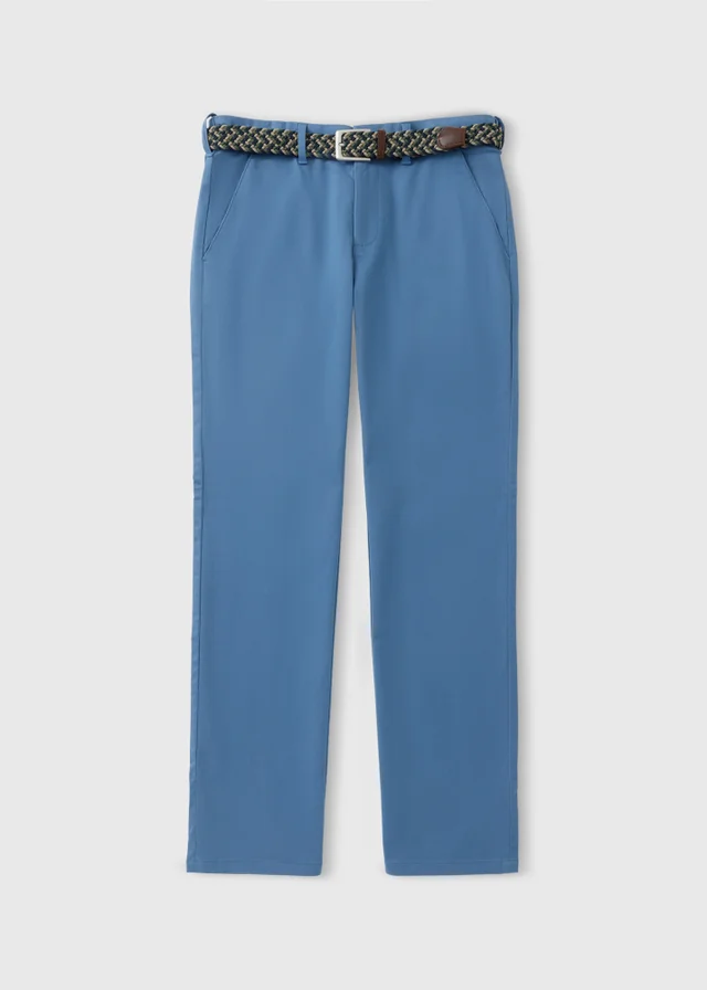 Blue Belted Chino Trousers