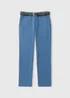 Blue Belted Chino Trousers - 32 Waist Regular Image 1