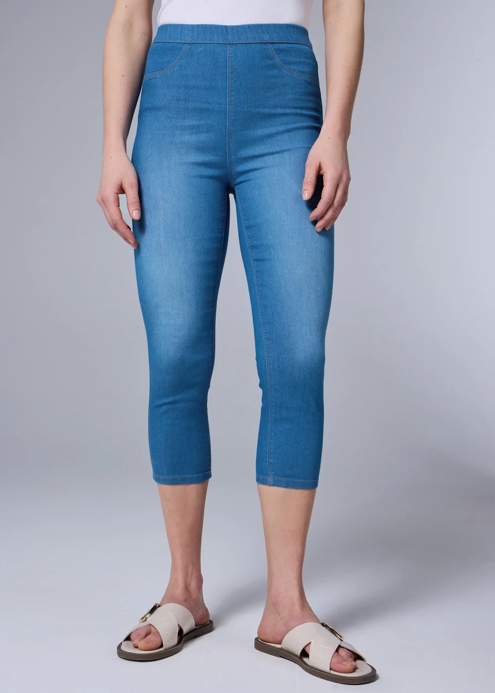 Bright Blue Rosie Stretch Cropped Jeggings - 28 Image 3