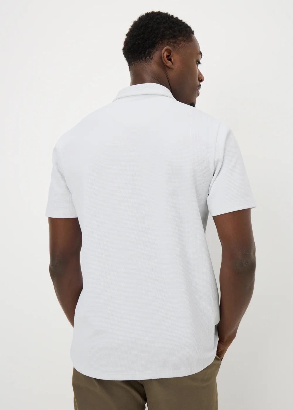 White Waffle Jersey Short Sleeve Shirt - Small Image 3