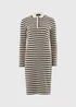 Et Vous Chocolate Brown Stripe Henley Collar Jersey Dress - Size 8 Image 4