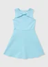 Girls Blue Bow Scuba Dress (7-15yrs) - 7 Yrs Image 1