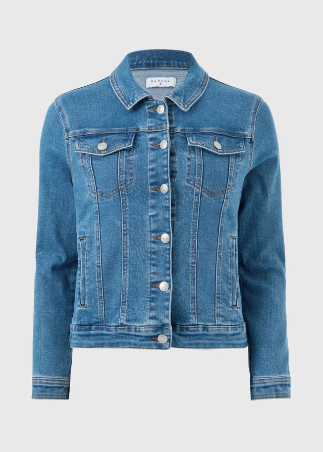Mid Wash Stretch Denim Jacket