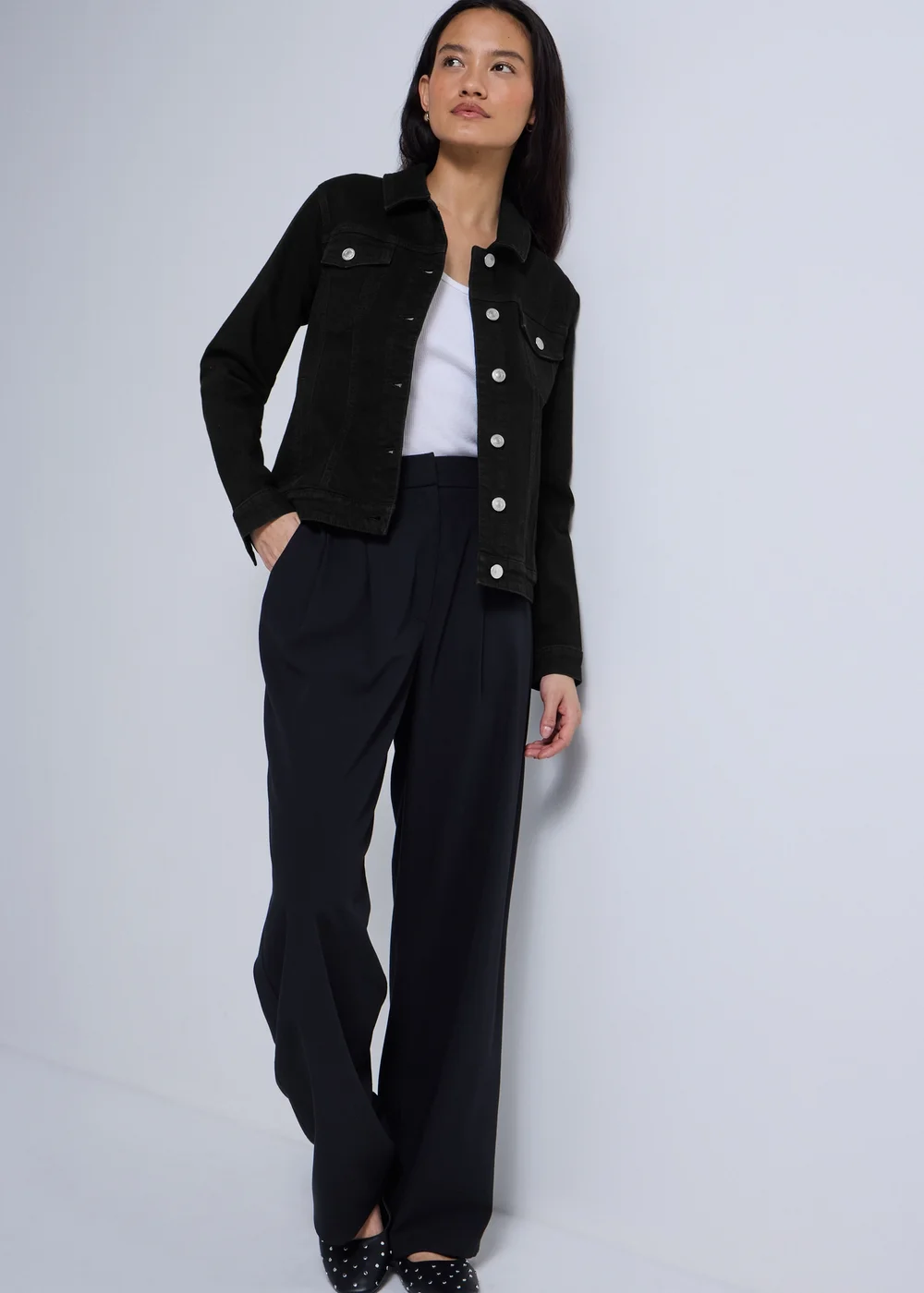 Black Stretch Denim Jacket - 8 Image 1