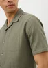 Khaki Textured Revere Short Sleeve Shirt - Small Image 2