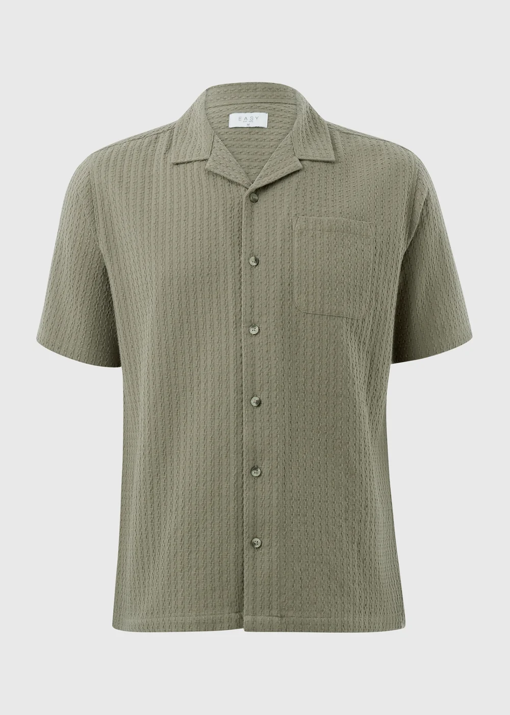 Khaki Textured Revere Short Sleeve Shirt - Small Image 4