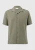 Khaki Textured Revere Short Sleeve Shirt - Small Image 4