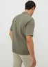 Khaki Textured Revere Short Sleeve Shirt - Small Image 3