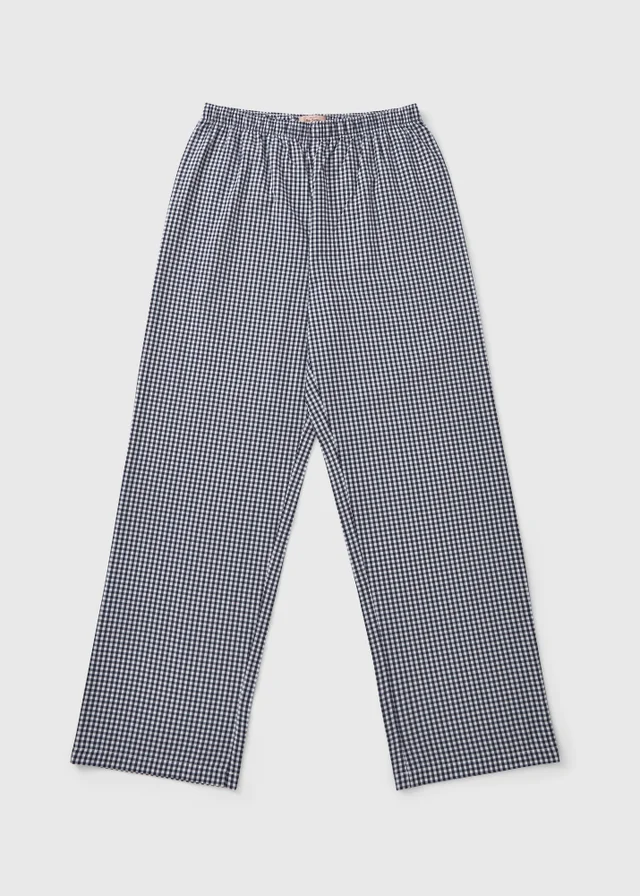 Navy Gingham Wide Leg Pyjama Bottoms