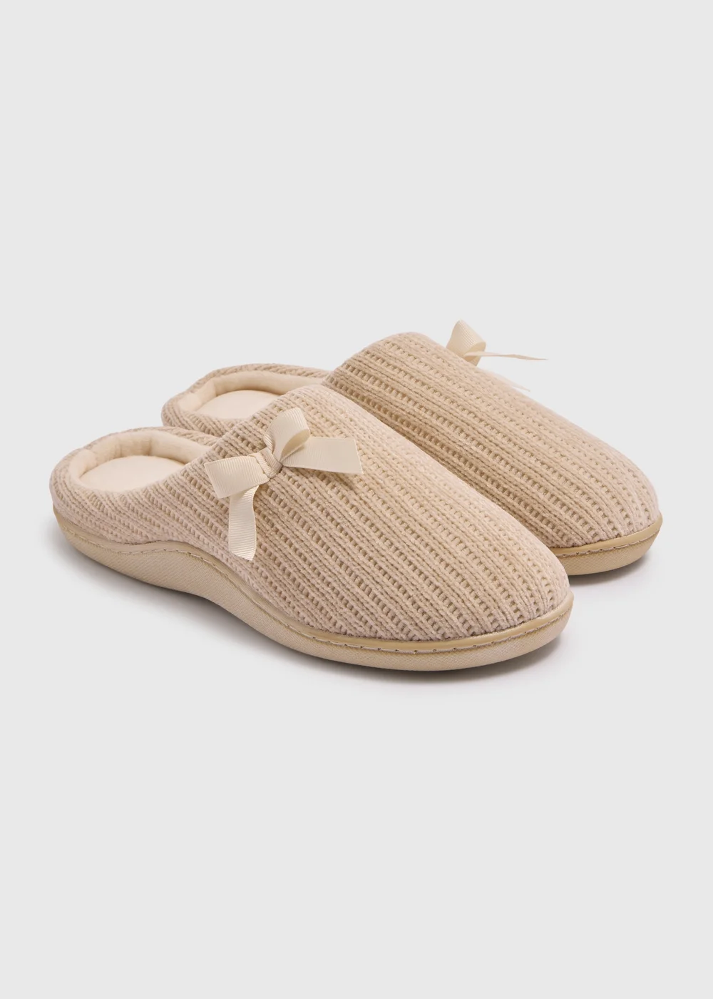 Cream Hidden Support Mule Slippers - Small Image 1