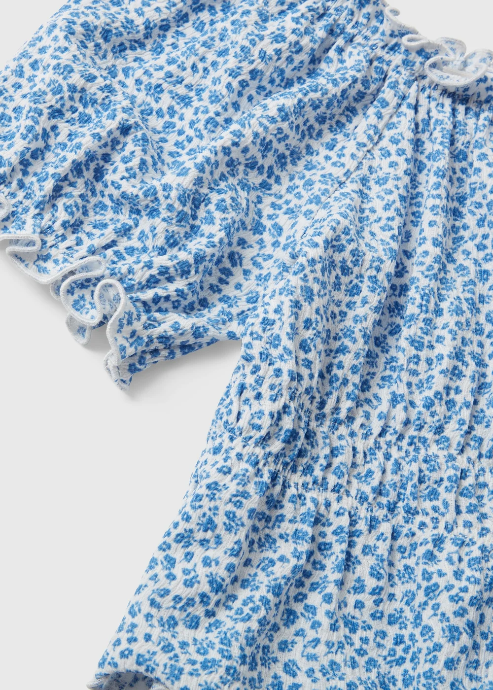 Girls Blue Floral Ditsy Crinkle Top & Short Set (7-15yrs) - Age 7 Years Image 2