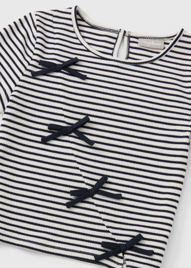 Girls Navy Stripe Bow T-Shirt & Trousers Set (7-15yrs)