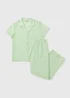 Green Embroidered Button Up Traditional Pyjama Set - Size 8 Image 3
