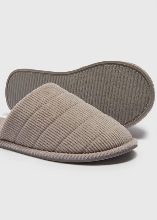 Grey Cord Closed Toe Slippers - Small Image 2