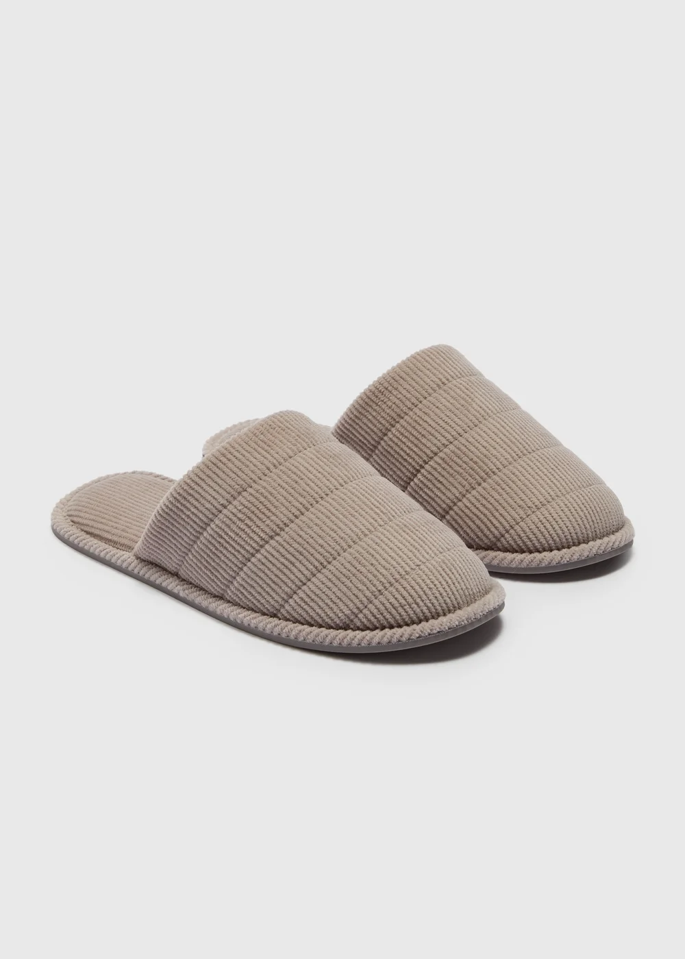 Grey Cord Closed Toe Slippers - Small Image 1