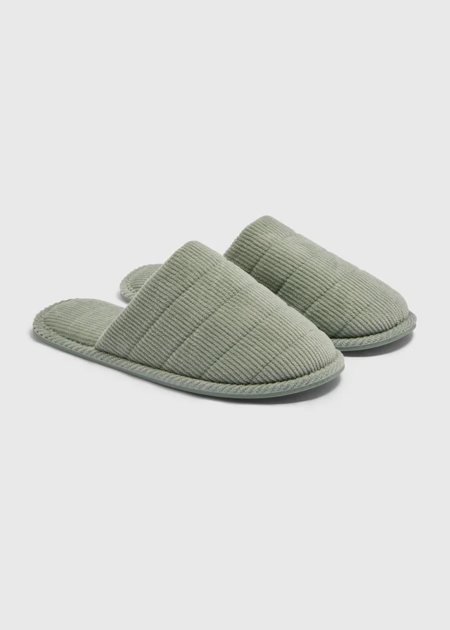 Green Cord Closed Toe Slippers