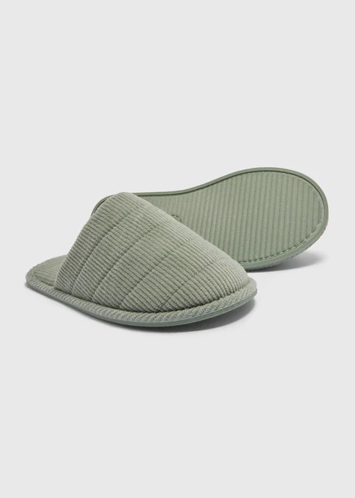 Green Cord Closed Toe Slippers - Small Image 2