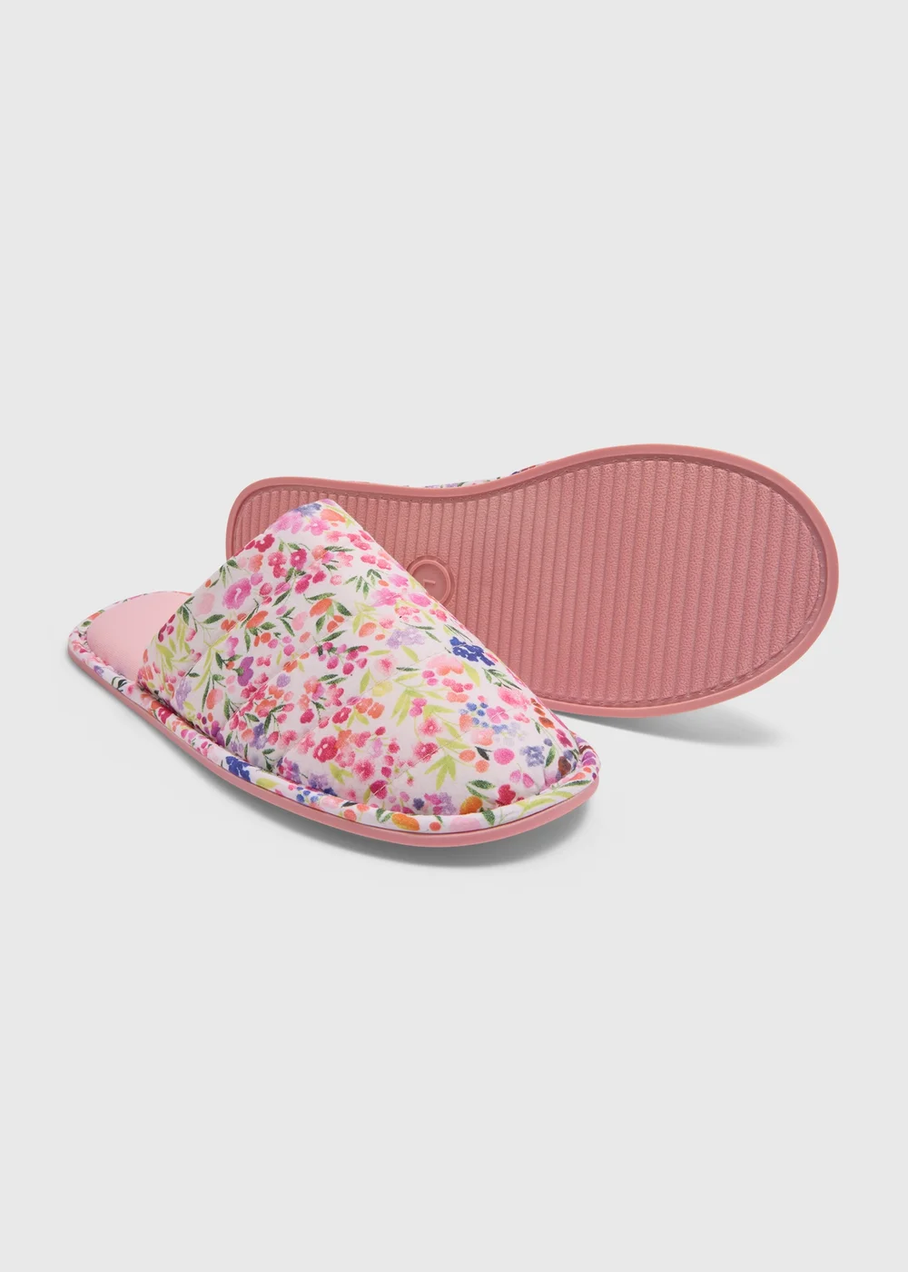 Pink Floral Closed Toe Slippers - Small Image 2