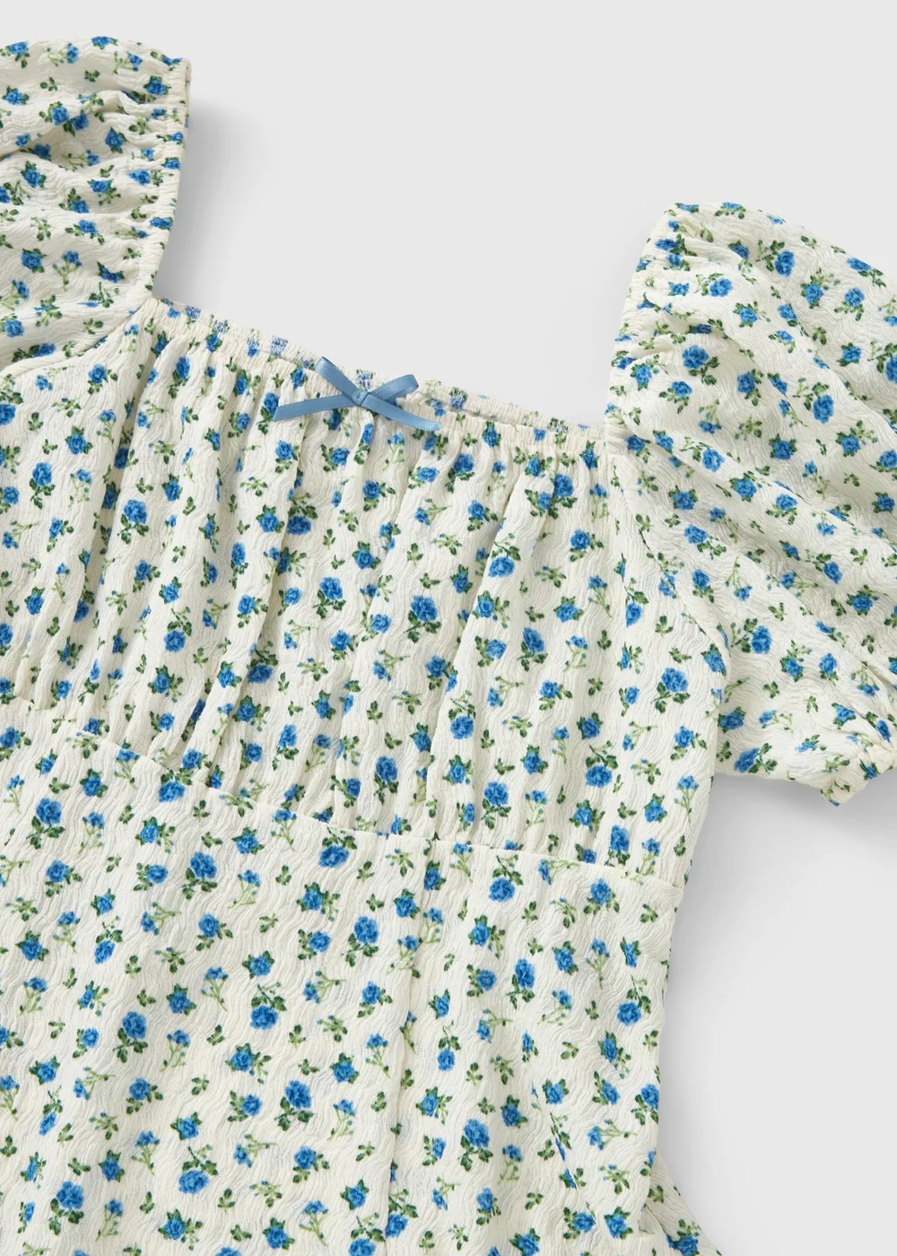 Girls Blue Ditsy Floral Dress (7-15yrs) - 7 Yrs Image 2