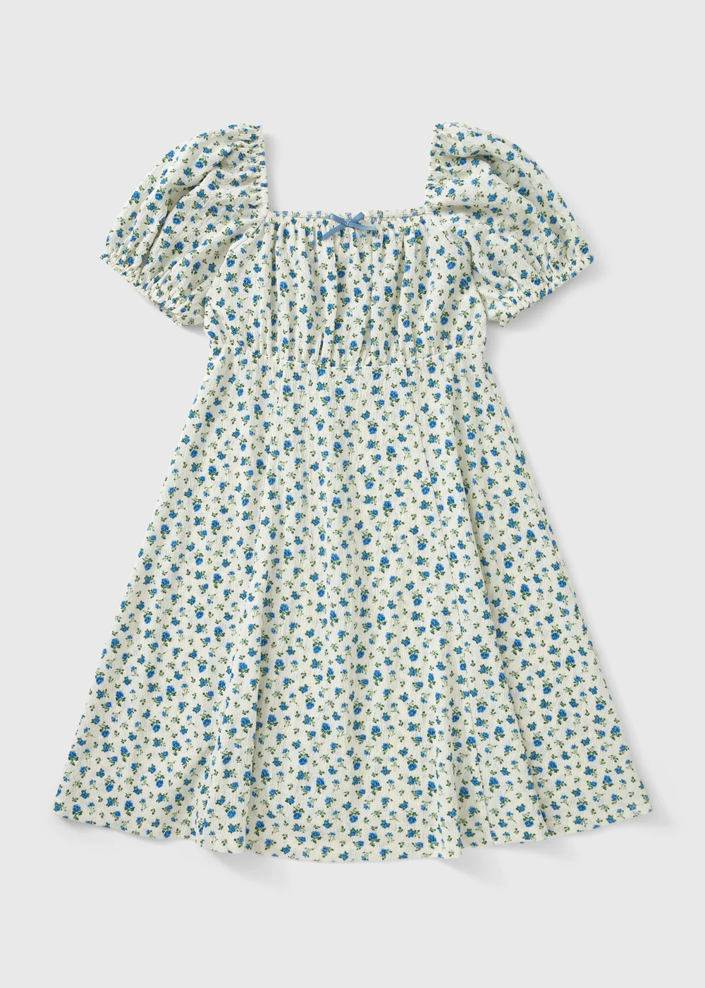 Girls Blue Ditsy Floral Dress (7-15yrs) - 7 Yrs Image 1