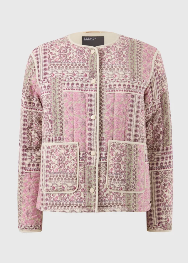 Pink Printed Quilted Jacket